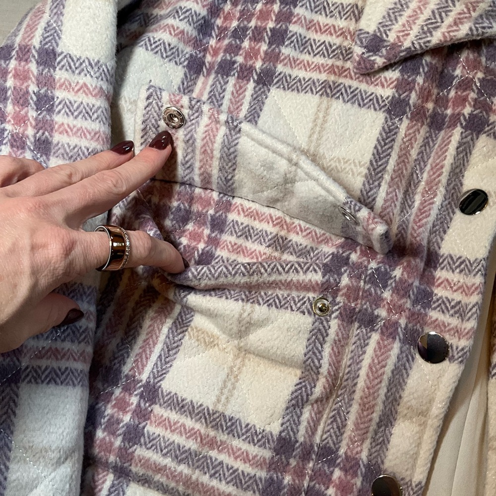New Lovers &‎ Friends Conlee Plaid Oversized Quilted Shacket - Picture 6 of 11